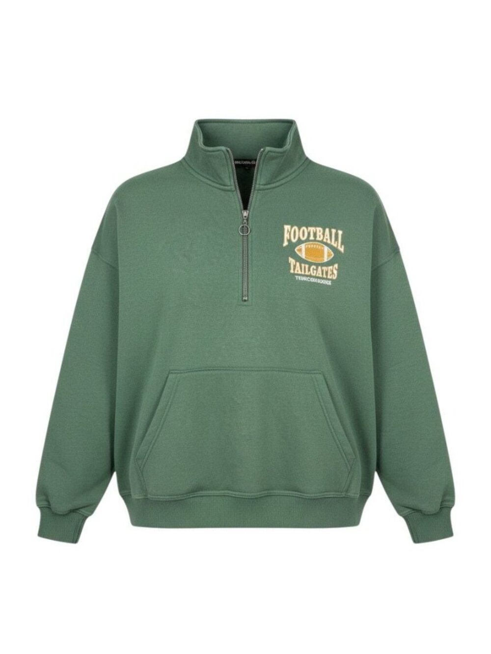 Cactus + Pearl Green Football Tailgates Touchdowns 1/4 Zip Sweatshirt 1X